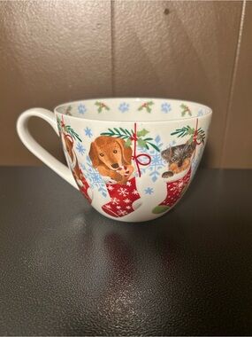 Portobello Christmas Warm Wishes Puppies in Stockings' Bone China Jumbo Cup Mug